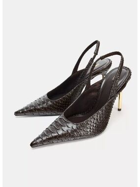 Zara Brown Embossed Heels